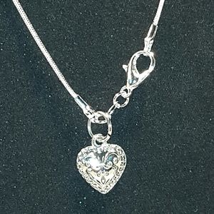 Heart Pendant 16" Sterling Silver Chain OOAK